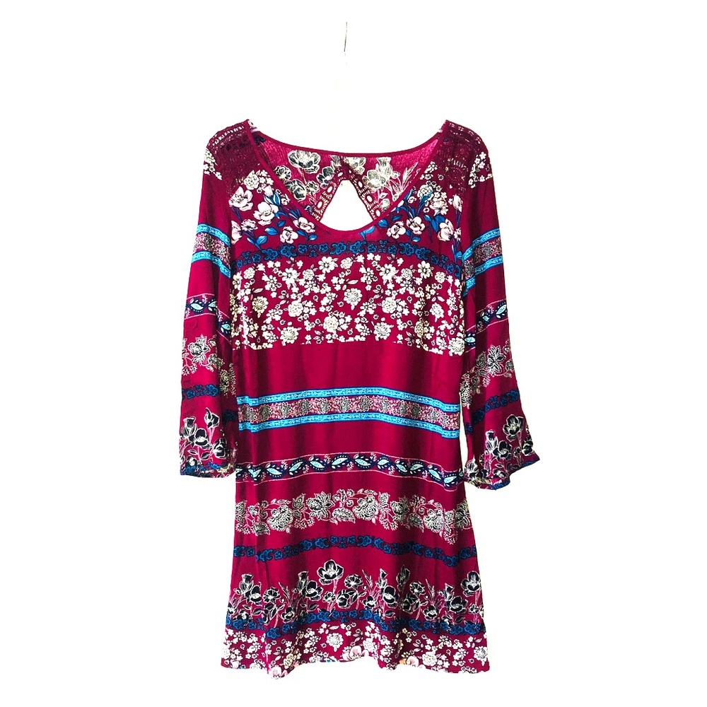 Francesca’s floral burgundy mini dress